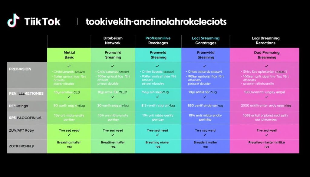 TikTok直播专线不同套餐对比图