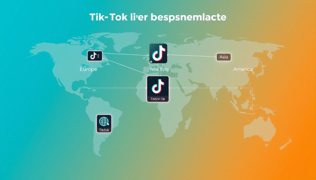 TikTok直播专线网络架构图，展示全球节点分布